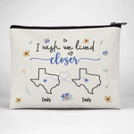 Apart In Distance, Close In Heart - Bestie Personalized Custom Cosmetic Bag - Gift For Best Friends, BFF, Sisters