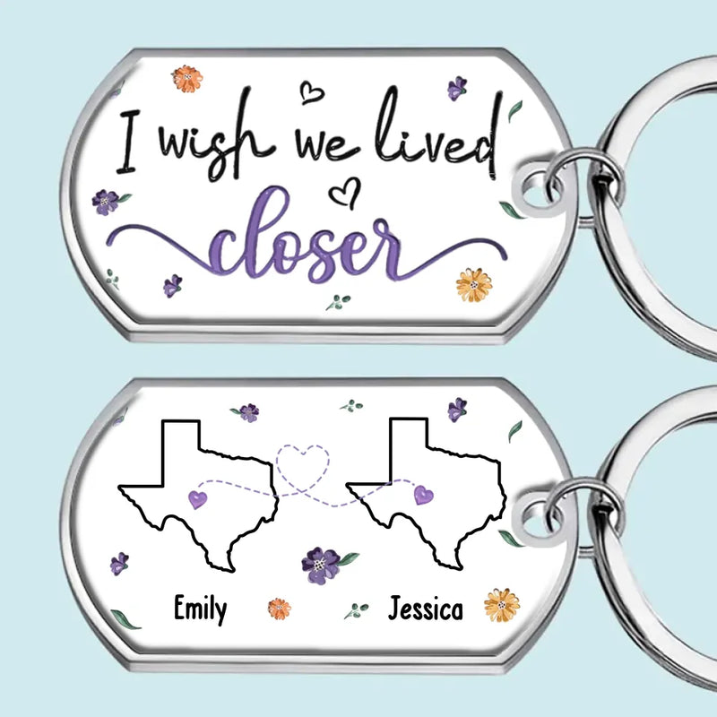 Even Though We're Far Apart, You're Always Right Here In My Heart - Bestie Personalized Custom Keychain - Gift For Best Friends, BFF, Sisters