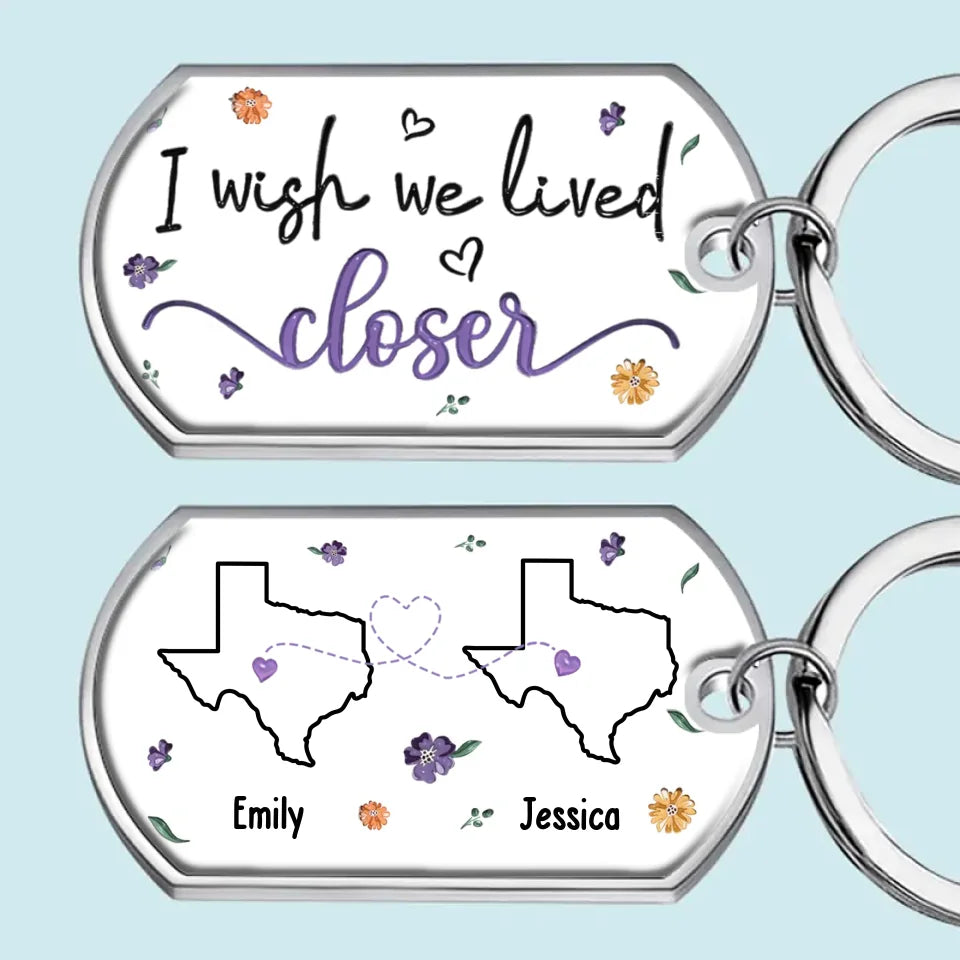 Even Though We're Far Apart, You're Always Right Here In My Heart - Bestie Personalized Custom Keychain - Gift For Best Friends, BFF, Sisters