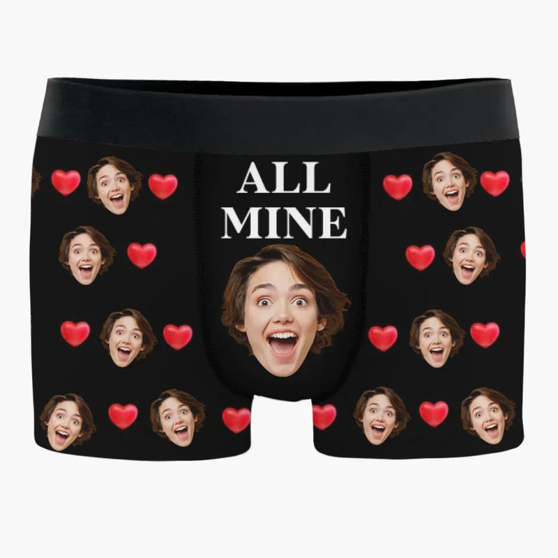 Custom Photo You Are All Mine - Couple Personalized Custom Boxer Briefs, Men's Boxers - Christmas Gift For Husband Wife, Anniversary