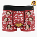 Custom Photo Only Me Can Jingle Your Bells - Funny Personalized Custom Boxer Briefs, Men's Boxers - Christmas Gift For Boyfriend, Husband, Anniversary