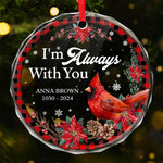 Custom Name Memorial Cardinal Christmas Gifts - Personalized Glass Ornament