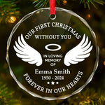 Custom Memorial Christmas Gifts - Personalized Glass Ornament