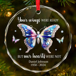 There Are No Goodbyes For Us - Memorial Personalized Custom Circle Glass Ornament - Sympathy Gift, Christmas Gift For Family Members