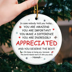 Friends At Work Make Long Days So Much Brighter - Coworker Personalized Custom Ornament - Ceramic Round Shaped - Christmas Gift For Coworkers, Work Friends, Colleagues