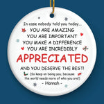 Friends At Work Make Long Days So Much Brighter - Coworker Personalized Custom Ornament - Ceramic Round Shaped - Christmas Gift For Coworkers, Work Friends, Colleagues