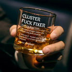 The Definition Of A Cluster Fixer - Coworker Personalized Custom Whiskey Glass - Gift For Coworkers, Work Friends, Colleagues