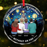 A True Friendship Is A Journey Without An End - Bestie Personalized Custom Circle Glass Ornament - Christmas Gift For Best Friends, BFF, Sisters