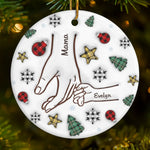 Mom's Hand, My Constant Guide - Family Personalized Custom 3D Inflated Effect Printed Ornament - Ceramic Round Shaped - Christmas Gift For Mom, Grandma