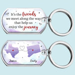 Custom Name Long Distance Friendship Gifts for Best Friends - Personalized Keychain