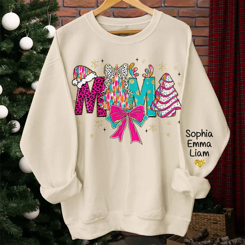 Nothing Shines Brighter Than A Grandmother’s Love - Family Personalized Custom Unisex Sweatshirt With Design On Sleeve - Christmas Gift For Mom, Grandma