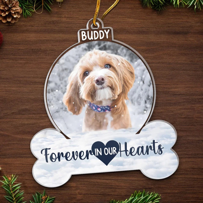 Custom Photo You Left Paw Prints On Our Hearts - Memorial Personalized Custom Ornament - Acrylic Custom Shaped - Sympathy Gift, Christmas Gift For Pet Owners, Pet Lovers