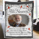 Custom Photo I'll Be Watching Over You From Heaven - Memorial Personalized Custom Blanket - Sympathy Gift, Christmas Gift For Family Members