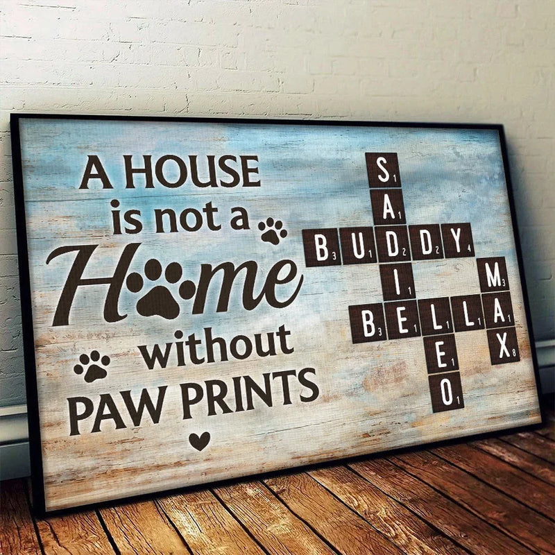 A House Is Not A Home Without Paw Prints - Memorial Personalized Custom Horizontal Poster - Sympathy Gift For Pet Owners, Pet Lovers