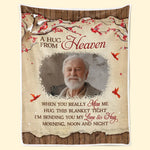 Custom Photo In Heaven’s Embrace, Forever At Peace - Memorial Personalized Custom Blanket - Sympathy Gift, Christmas Gift For Family Members