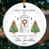 First Christmas At Our Dream House - Family Personalized Custom Ornament - Ceramic Round Shaped - Christmas Gift For Family Members, First Christmas