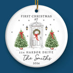 First Christmas At Our Dream House - Family Personalized Custom Ornament - Ceramic Round Shaped - Christmas Gift For Family Members, First Christmas
