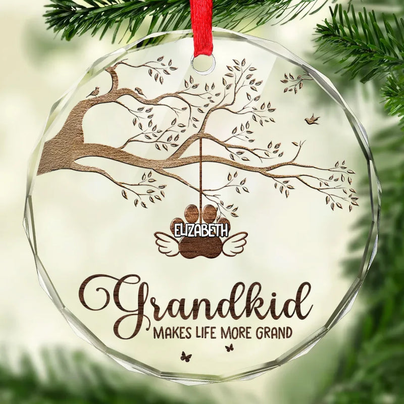 Grandchildren Are The Joy In A Grandma's Heart - Family Personalized Custom Circle Glass Ornament - Christmas Gift For Grandma
