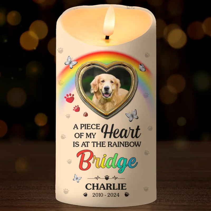 Custom Photo I Wish The Rainbow Bridge Had Visiting Hours - Memorial Personalized Custom LED Candle - Sympathy Gift, Christmas Gift For Dog Lovers, Pet Owners