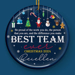 The Best Team Ever - Coworker Personalized Custom Ornament - Ceramic Round Shaped - Christmas Gift For Coworkers, Work Friends, Colleagues