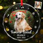 Custom Photo Forever Loved You, Always In My Heart - Memorial Personalized Custom Circle Glass Ornament - Sympathy Gift, Christmas Gift For Dog Lovers, Pet Owners