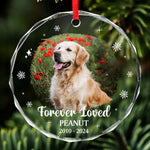 Custom Photo Forever Loved You, Always In My Heart - Memorial Personalized Custom Circle Glass Ornament - Sympathy Gift, Christmas Gift For Dog Lovers, Pet Owners