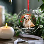 Custom Photo Forever Loved You, Always In My Heart - Memorial Personalized Custom Circle Glass Ornament - Sympathy Gift, Christmas Gift For Dog Lovers, Pet Owners