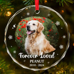 Custom Photo Forever Loved You, Always In My Heart - Memorial Personalized Custom Circle Glass Ornament - Sympathy Gift, Christmas Gift For Dog Lovers, Pet Owners