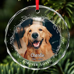 Custom Photo My Heart Will Always Wear The Pawprints Left By You - Memorial Personalized Custom Circle Glass Ornament - Christmas Gift, Sympathy Gift For Dog Lovers