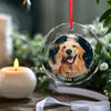 Custom Photo My Heart Will Always Wear The Pawprints Left By You - Memorial Personalized Custom Circle Glass Ornament - Christmas Gift, Sympathy Gift For Pet Owners, Pet Lovers