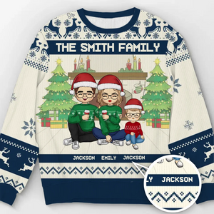 De la maison à la maison - Sweat-shirt personnalisé pour toute la famille - Pull unisexe en laine - Cadeau de Noël pour les membres de la famille
