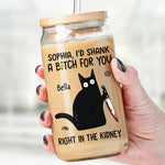 Custom Name Funny Cat Lover Gifts - Personalized Glass Cup