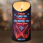One Touch, Infinite Feelings - Couple Personalized Custom LED Candle - Christmas Gift For Couple, Husband, Wife