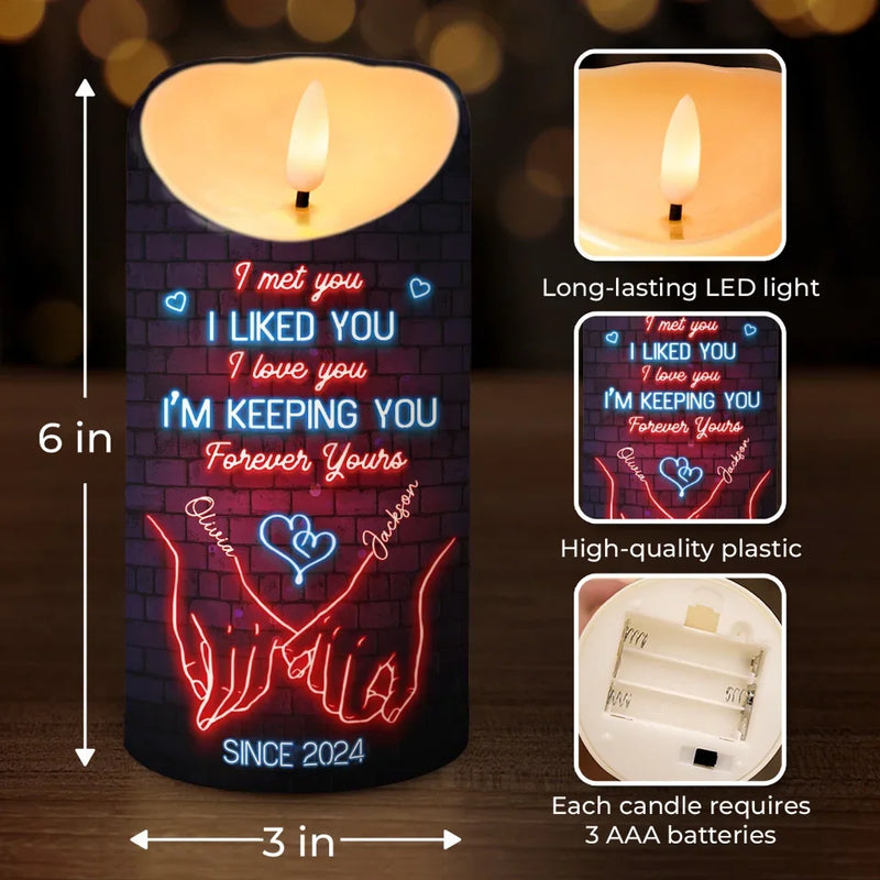 One Touch, Infinite Feelings - Couple Personalized Custom LED Candle - Christmas Gift For Couple, Husband, Wife