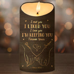 Love Is A Flame That Never Goes Out - Couple Personalized Custom LED Candle - New Arrival, Christmas Gift For Husband Wife, Anniversary AMZ