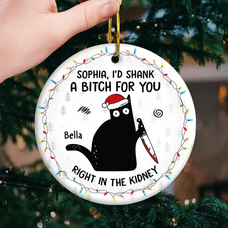Friends Offer Free Therapy - Friend Personalized Custom Ornament - Ceramic Round Shaped - Christmas Gift For Best Friends, Sisters, Family Members, Coworkers