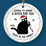 Friends Offer Free Therapy - Friend Personalized Custom Ornament - Ceramic Round Shaped - Christmas Gift For Best Friends, Cat Lovers