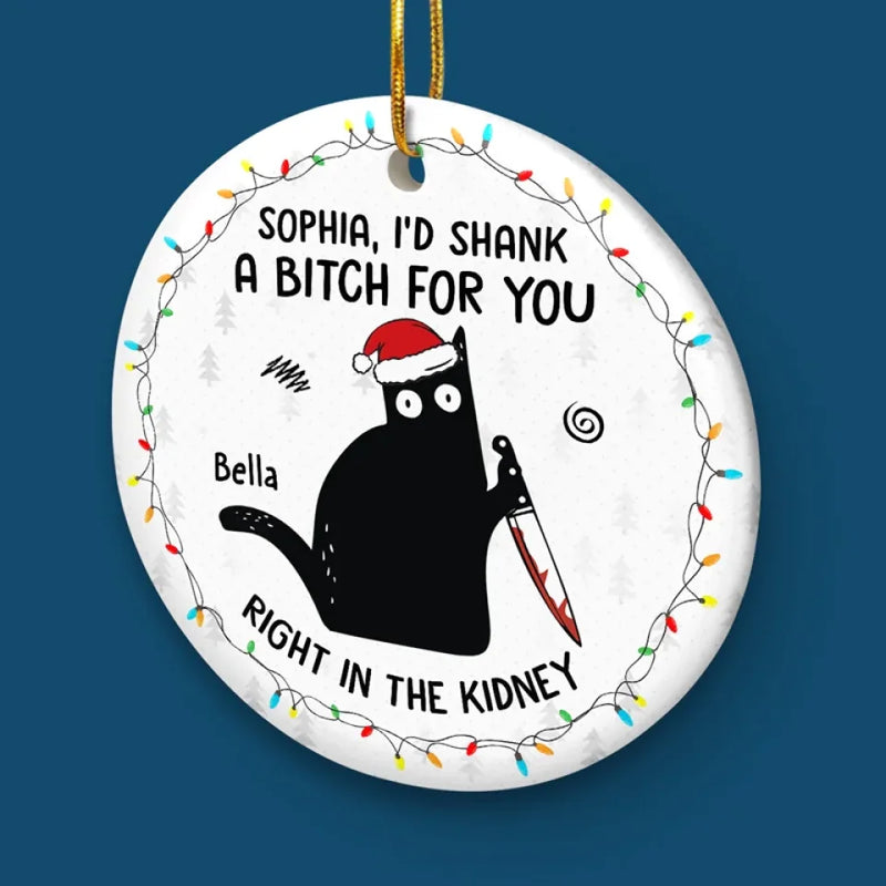 Friends Offer Free Therapy - Friend Personalized Custom Ornament - Ceramic Round Shaped - Christmas Gift For Best Friends, Sisters, Family Members, Coworkers