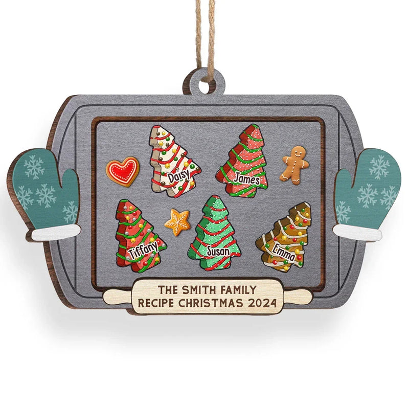The Family Recipe Christmas - Family Personalized Custom Ornament - Wood Custom Shaped - Christmas Gift For Family Members