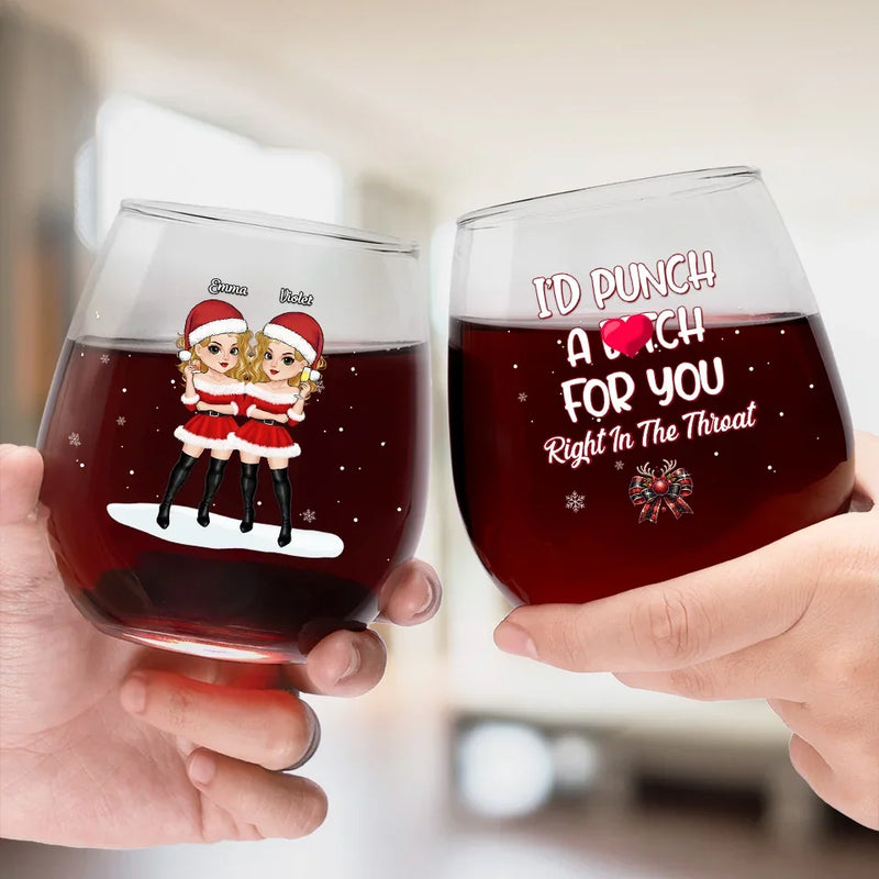 Friends ‘Till The End - Bestie Personalized Custom Wine Glass - Christmas Gift For Best Friends, BFF, Sisters