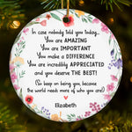 Never Forget The Difference You Make - Bestie Personalized Custom Ornament - Ceramic Round Shaped - Christmas Gift, Birthday Gift For Best Friends, Family Members, Coworkers, Yourself