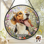 Custom Photo Forever In My Heart, Dear Friend - Memorial Personalized Custom Stained Glass Window Hanging Suncatcher - Sympathy Gift For Dog Lovers, Pet Owners