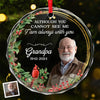 Custom Photo With You Every Step Of The Way - Memorial Personalized Custom Circle Glass Ornament - Sympathy Gift, Christmas Gift For Family Members
