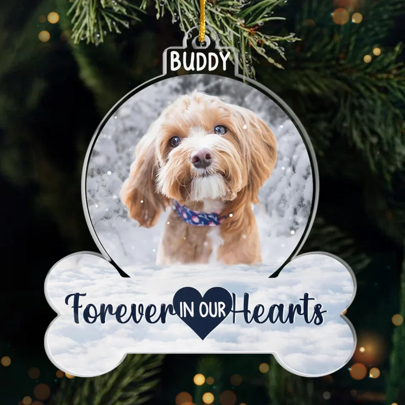 Custom Photo You Left Paw Prints On Our Hearts - Memorial Personalized Custom Ornament - Acrylic Custom Shaped - New Arrival, Sympathy Gift, Christmas Gift For Pet Owners, Pet Lovers AMZ