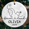 Forever Loved - Memorial Personalized Custom Ornament - Ceramic Round Shaped - Sympathy Gift, Christmas Gift For Pet Owners, Pet Lovers
