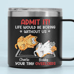 Keep Calm And Rub The Belly - Dog & Cat Personalized Custom 14oz Stainless Steel Tumbler With Handle - Christmas Gift For Pet Owners, Pet Lovers