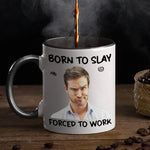 Custom Photo Born To Slay, Force To Work - Coworker Personalized Custom Accent Mug - Christmas Gift For Coworkers, Work Friends, Colleagues