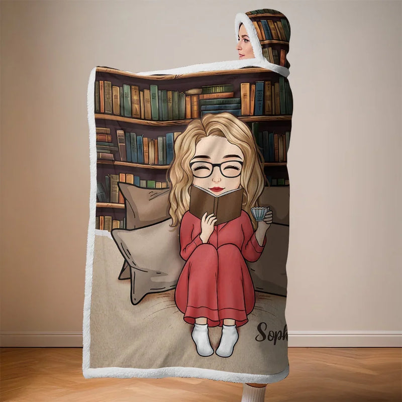 Just A Girl Who Loves Books - Personalized Custom Snuggle Blanket, Hoodie Blanket - Christmas Gift For Book Lovers