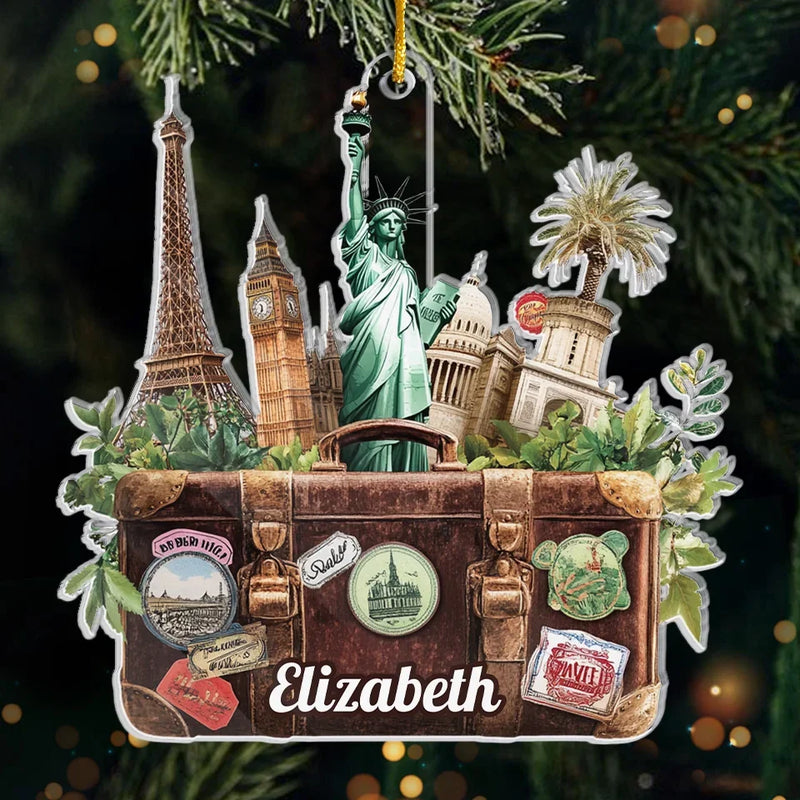 The World Is Your Playground - Travel Personalized Custom Ornament - Acrylic Custom Shaped - Christmas Gift For Adventure Travel Lovers