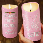 If Anyone Hurts You, They’ll Regret It - Bestie Personalized Custom LED Candle - Christmas Gift For Best Friends, BFF, Sisters